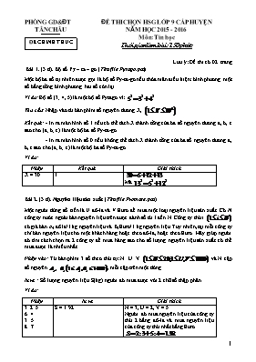Đề thi chọn học sinh giỏi lớp 9 cấp huyện năm học 2015 - 2016 môn Tin Học
